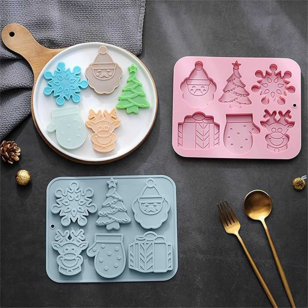Formă Silicon Crăciun, 6 Matrite, Pentru Ciocolată, Biscuiti, Turta Dulce [5]