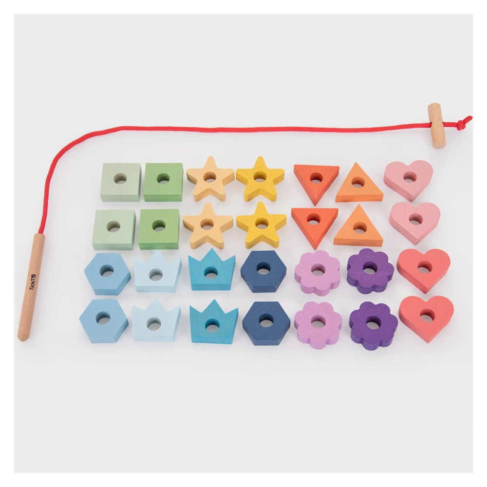 Forme colorate din lemn pentru insirat, TickiT, copii varsta 3-7 ani [5]