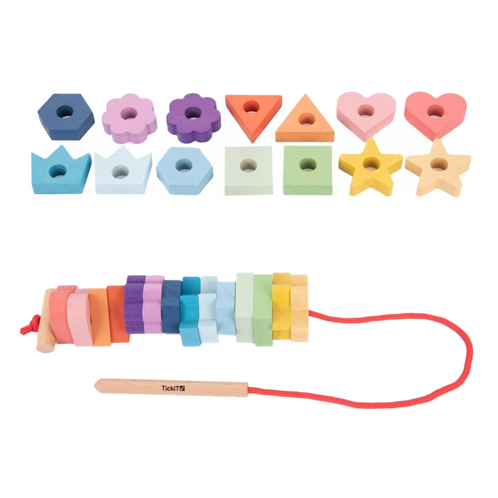Forme colorate din lemn pentru insirat, TickiT, copii varsta 3-7 ani [1]