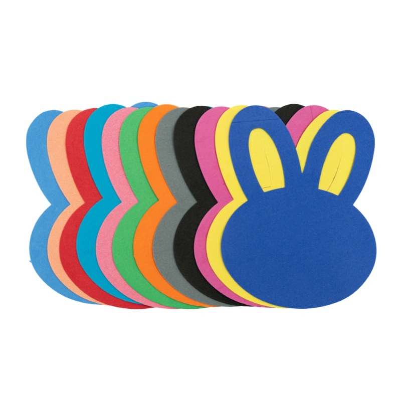 Forme decorative - hartie gumata - cap iepure, 14x15cm, 1mm, diverse culori, set 12 buc, Colorarte [1]