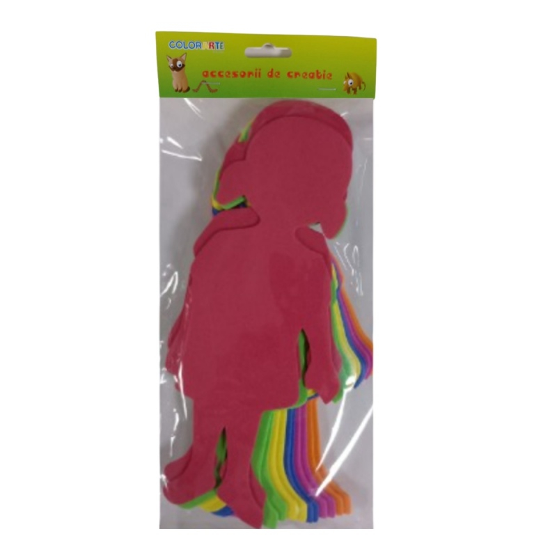 Forme decorative - hartie gumata - fetita, 21x8cm, 1.5mm, diverse culori, set 12 buc, Colorarte [3]