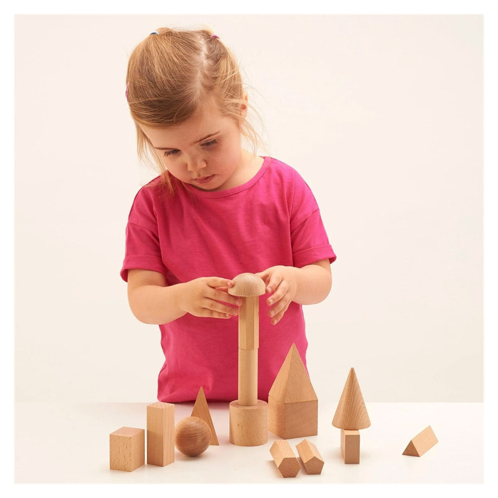 Forme geometrice 3D din lemn, 15 piese, copii varsta 5+ ani [3]