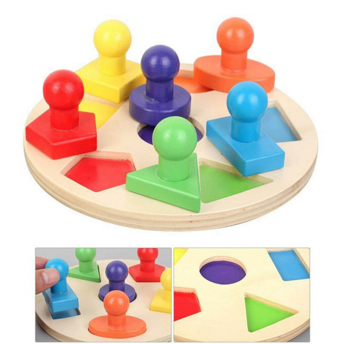 Jucarii Educative din Lemn ⭐ Puzzle Forme Geometrice [3]