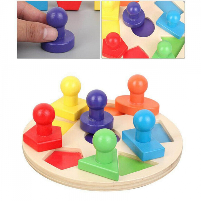 Jucarii Educative din Lemn ⭐ Puzzle Forme Geometrice [4]