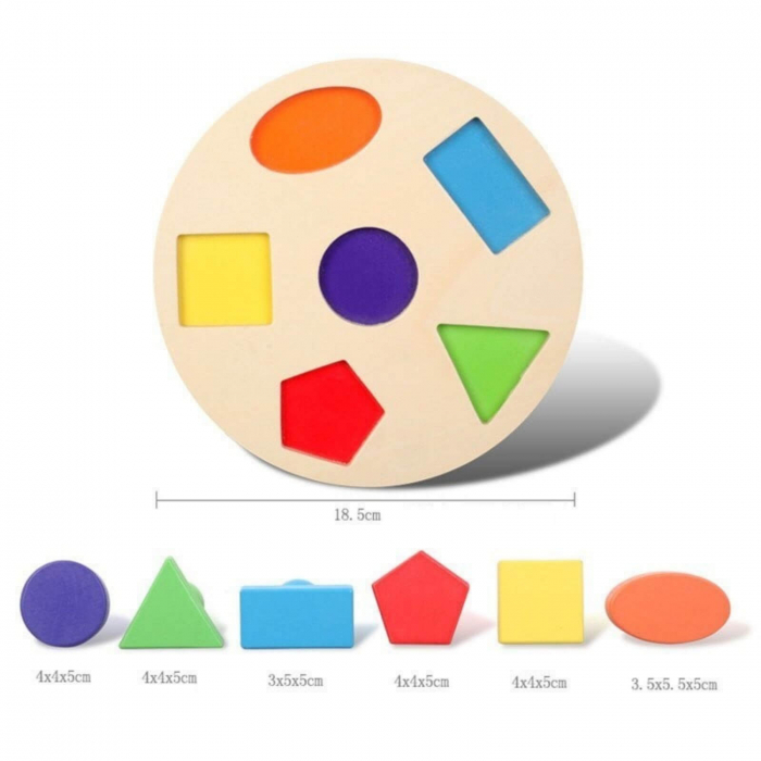 Jucarii Educative din Lemn ⭐ Puzzle Forme Geometrice [2]
