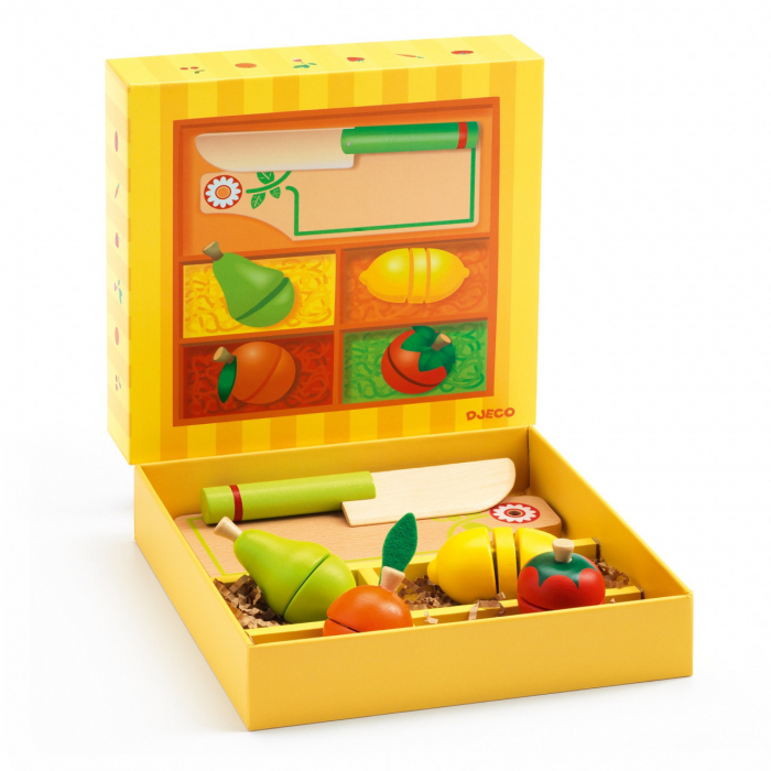 Set fructe si legume de feliat si taiat, din lemn, Djeco, varsta 3 - 6 ani, Baiat, Fata [3]