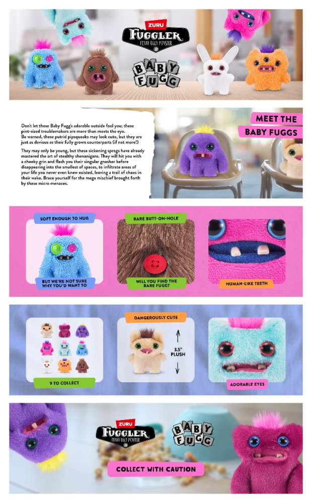 Fuggler - Jucarie de plus, 9 cm - Bebe ciudatei, S4 Greedy Grinner - pink copii varsta 3-5 ani|5-7 ani|7-9 ani|9-12 ani|12-14 ani|14-18 ani [6]