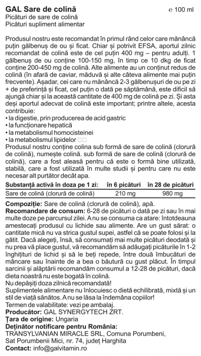 GAL Colina, ideal prenatal pentru dezvoltarea normala a fătului, 100 ml [4]