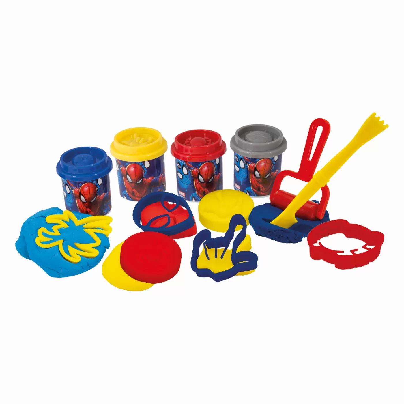 Galetusa cu 4 borcanase de plastilina si accesorii de modelat, Spiderman, varsta de la 3 ani la 7 ani [5]
