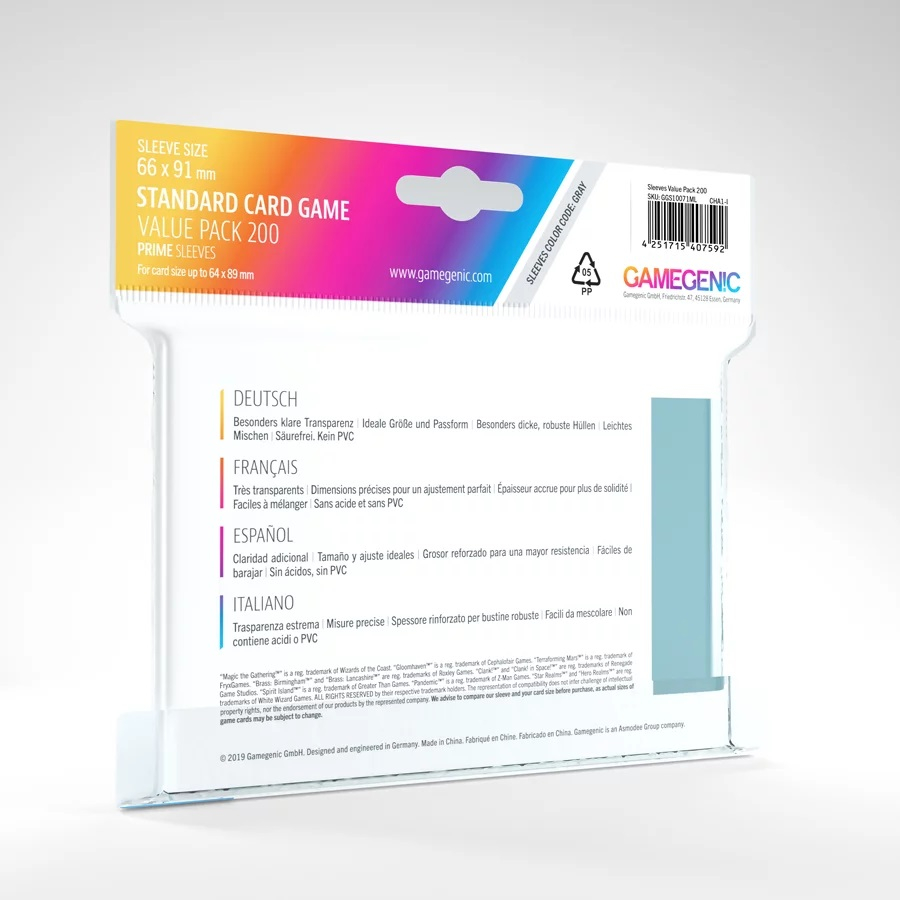 Gamegenic Sleeves - Folie protectie carti Prime Standard, 200 buc varsta 3-5 ani ,5-7 ani ,7-9 ani ,9-12 ani ,12-14 ani ,14-18 ani ,18+, Unisex [2]