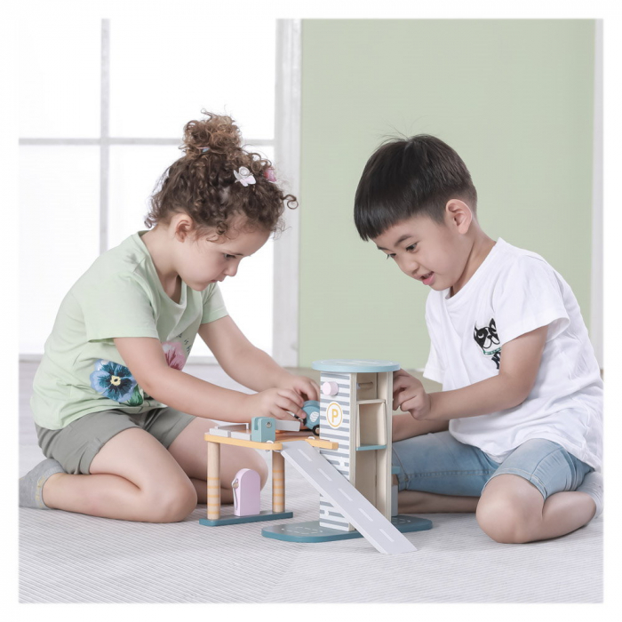 Garaj auto cu lift si masinute, nordic colors, Viga Toys, 3-7 ani [3]
