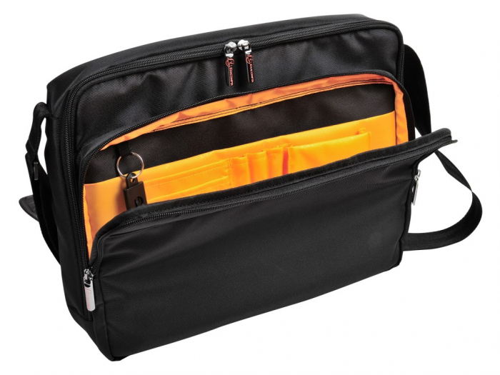 Geanta laptop 14" cu inchidere magnetica si buzunare captusite, culoare neagra [3]