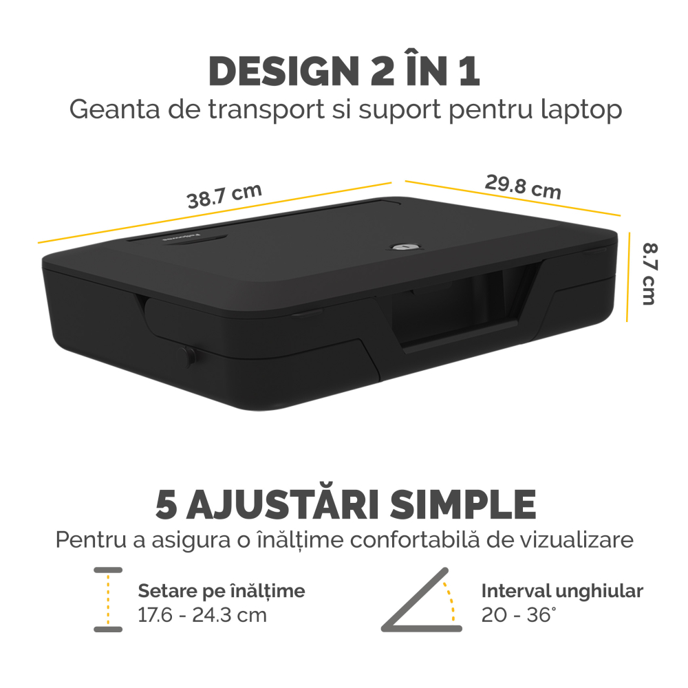 Geanta laptop cu suport ergonomic inclus negru breyta [3]