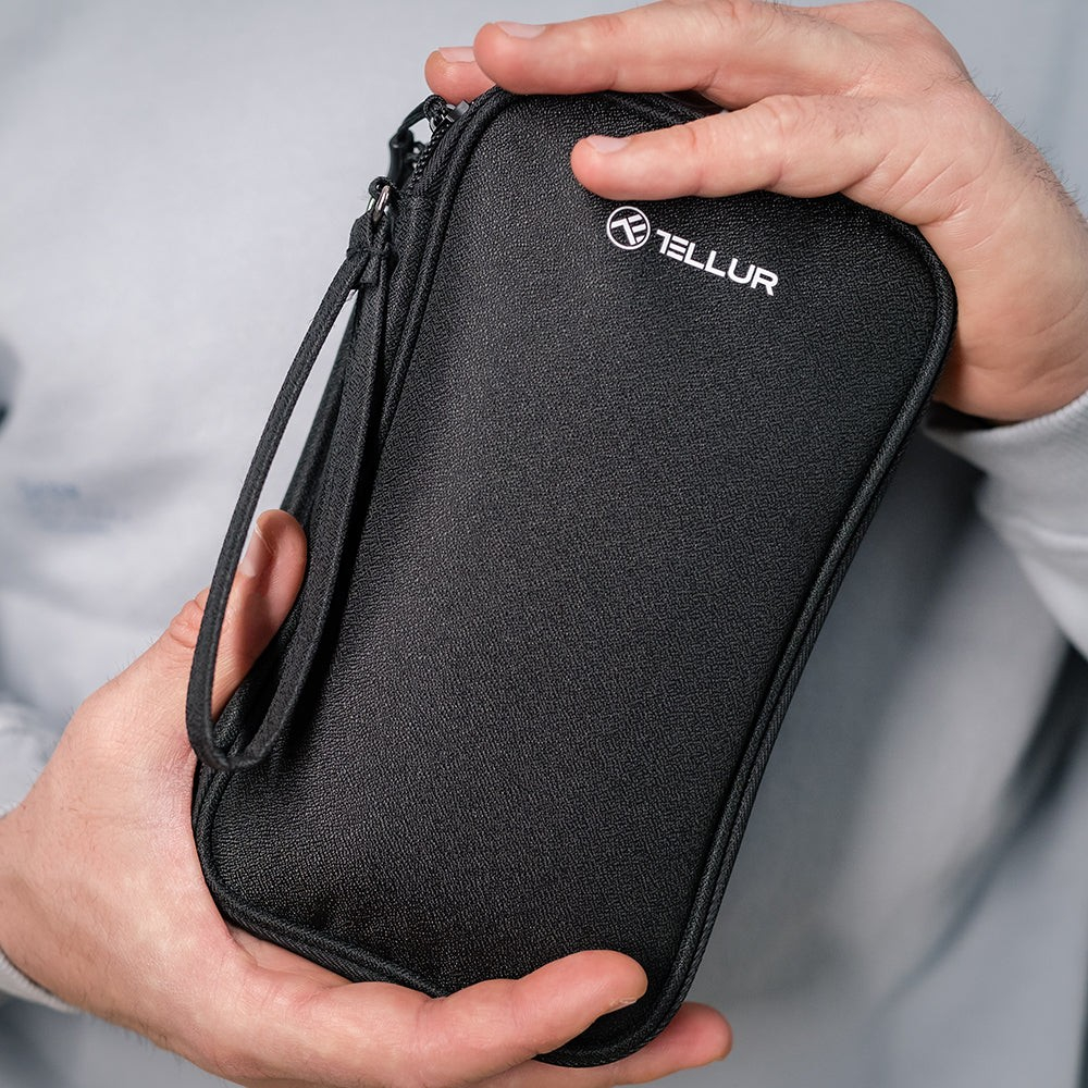 Geantă Tellur pentru organizare cabluri și accesorii, 21 x 12,5 x 6 cm, poliester, negru [9]