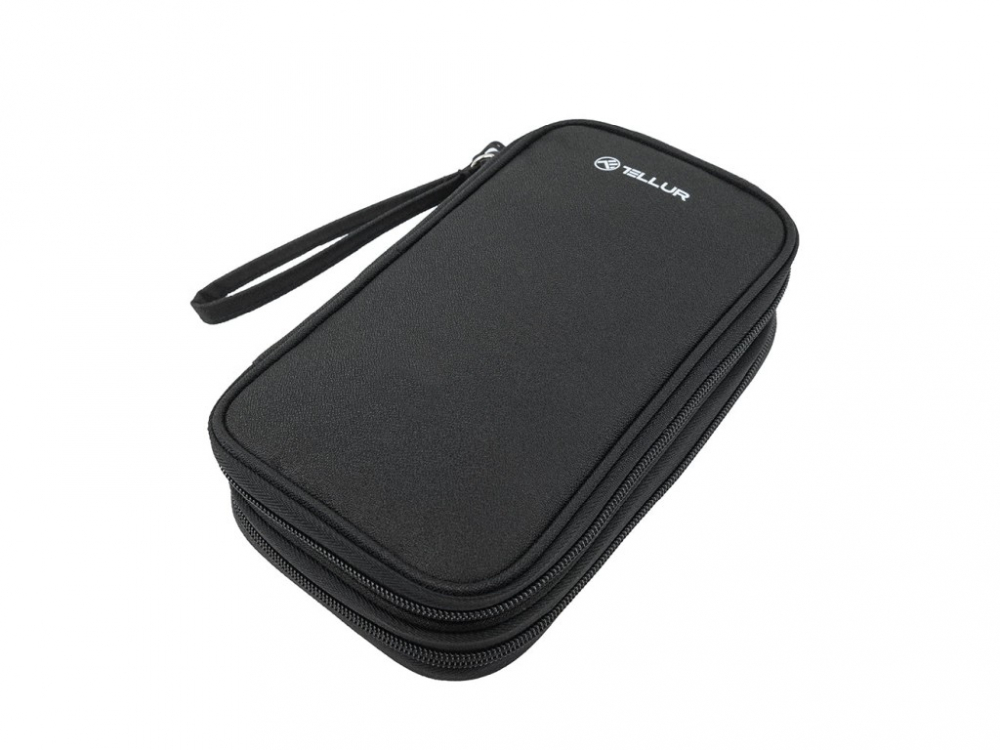 Geantă Tellur pentru organizare cabluri și accesorii, 21 x 12,5 x 6 cm, poliester, negru [4]