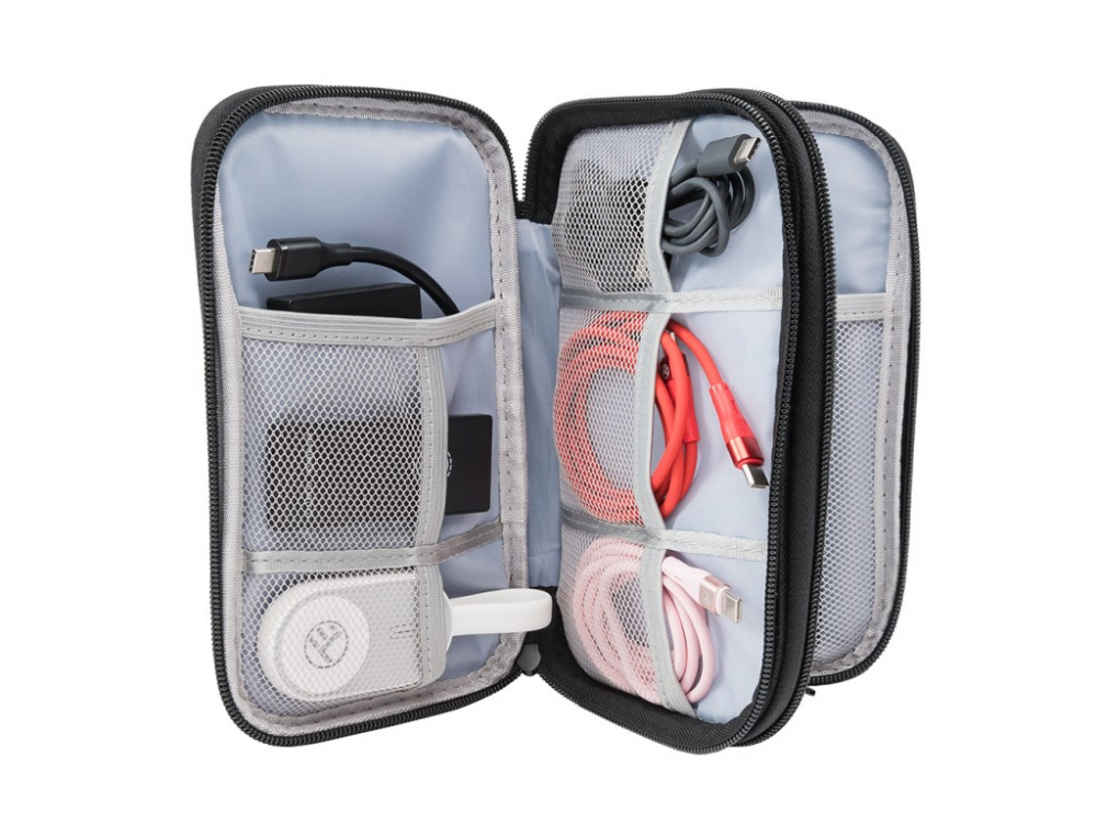 Geantă Tellur pentru organizare cabluri și accesorii, 21 x 12,5 x 6 cm, poliester, negru [7]