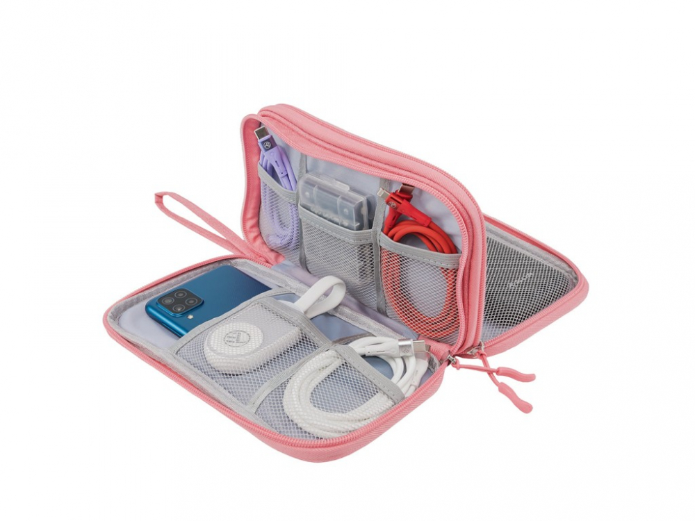 Geantă Tellur pentru organizare cabluri și accesorii, 21 x 12,5 x 6 cm, poliester, roz [4]