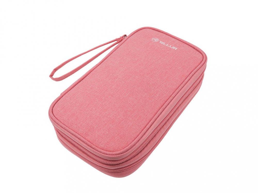 Geantă Tellur pentru organizare cabluri și accesorii, 21 x 12,5 x 6 cm, poliester, roz [3]