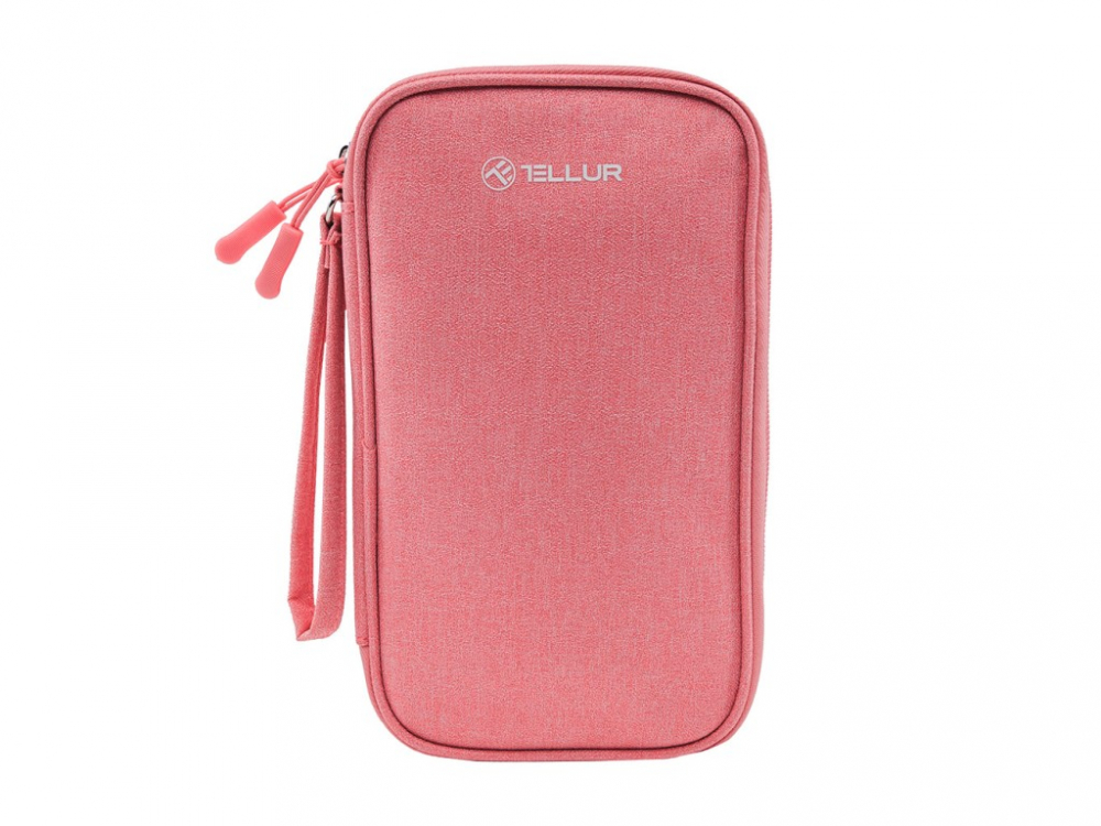 Geantă Tellur pentru organizare cabluri și accesorii, 21 x 12,5 x 6 cm, poliester, roz [1]