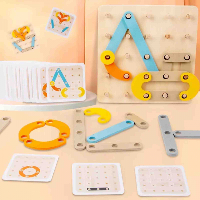Joc educativ, Geoboard cu piese din lemn, 25 de coloane [3]