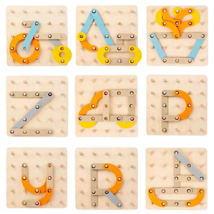 Joc educativ, Geoboard cu piese din lemn, 25 de coloane [2]
