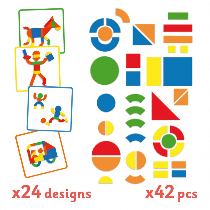 Geoforme, Joc cu magneti de tip puzzle si tangram, 42 piese magnetice, Djeco, varsta 3 - 6 ani, Baiat, Fata [3]