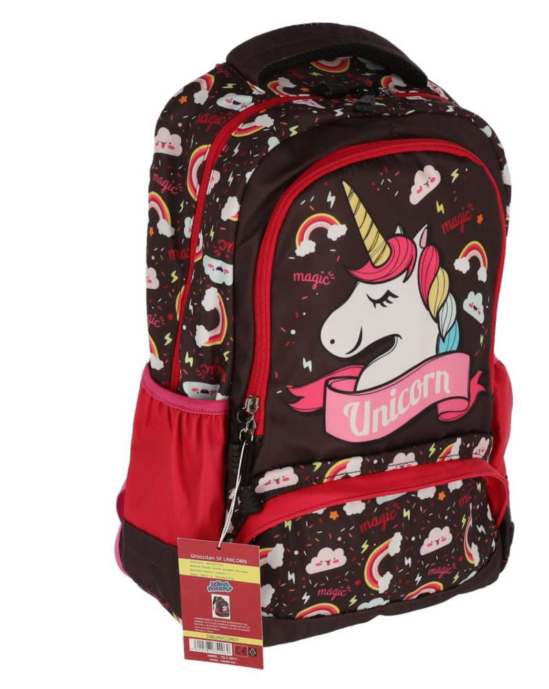 Ghiozdan clasa 0 unicorn negru 3 fermoare pigna [2]