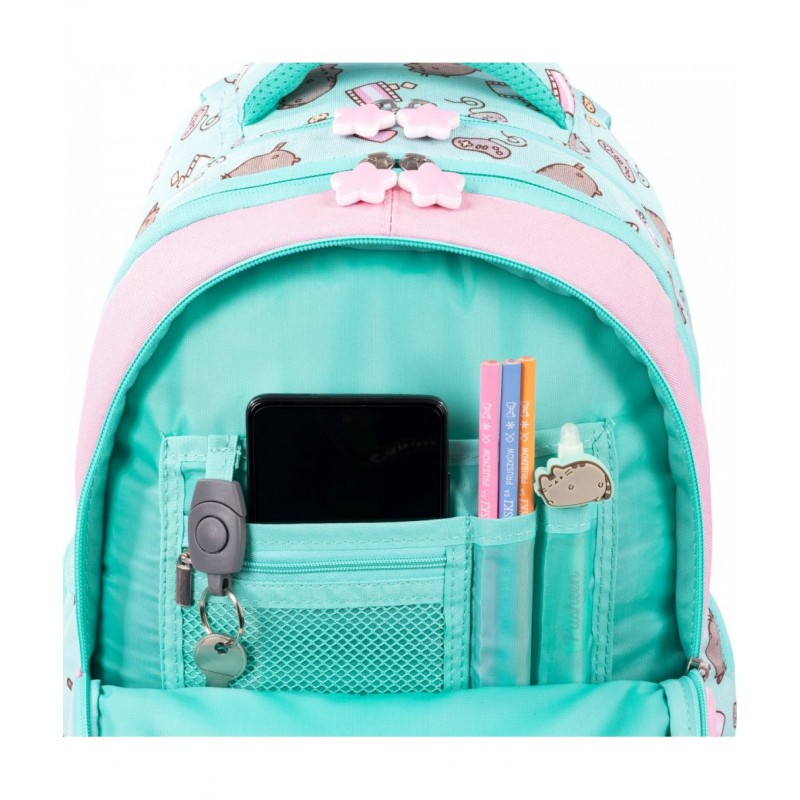 Ghiozdan St.Majewski Pusheen, 40cm, 4 compartimente, verde menta cu roz, BPL58 / 663178 [5]