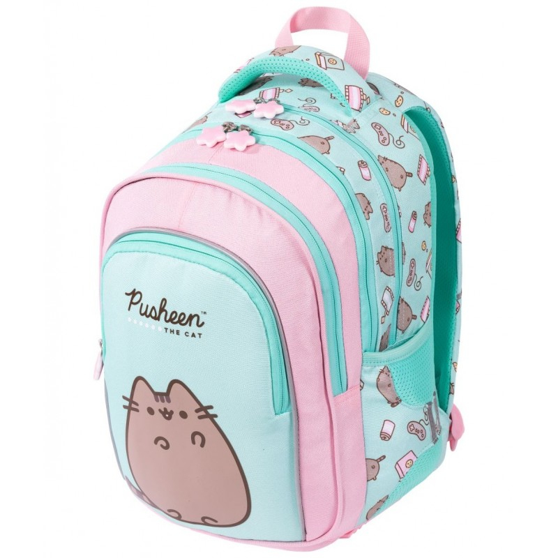 Ghiozdan St.Majewski Pusheen, 40cm, 4 compartimente, verde menta cu roz, BPL58 / 663178 [2]