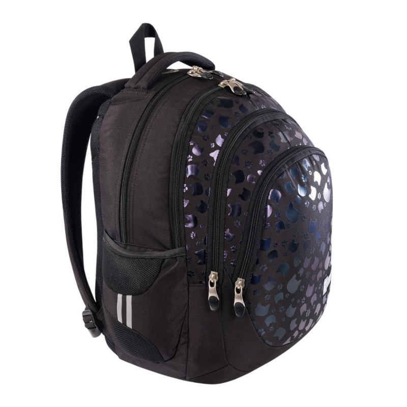 Ghiozdan St.Majewski St.Right Black Cats, 42cm, 4 compartimente, negru [2]
