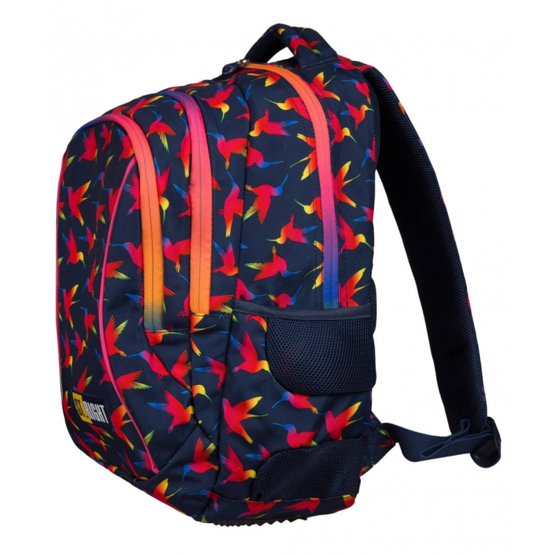 Ghiozdan St.Majewski St.Right Rainbow Birds, 3 compartimente, 2 buzunare, negru cu rosu, BP-26 / 622502 [2]