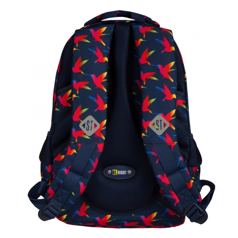 Ghiozdan St.Majewski St.Right Rainbow Birds, 3 compartimente, 2 buzunare, negru cu rosu, BP-26 / 622502 [3]