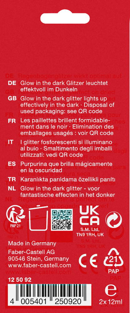 Glitter glow in the dark set 2x12 ml faber-castell [2]