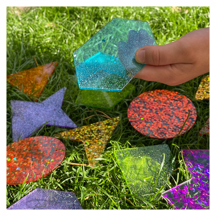 Glitter Shapes, forme colorate cu sclipici, 21 buc., TickiT, 3-9 ani [4]