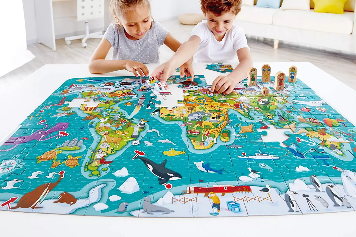 In jurul lumii, Joc Puzzle 2 in 1, 105 piese, varsta de la 5 ani la 10 ani [3]
