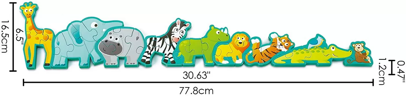 Animale salbatice, Puzzle din lemn cu 26 piese mari si litere, varsta de la 3 ani la 10 ani [6]