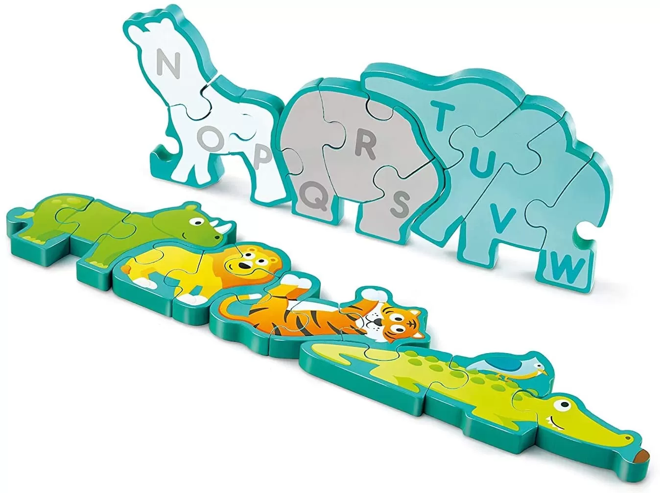 Animale salbatice, Puzzle din lemn cu 26 piese mari si litere, varsta de la 3 ani la 10 ani [2]