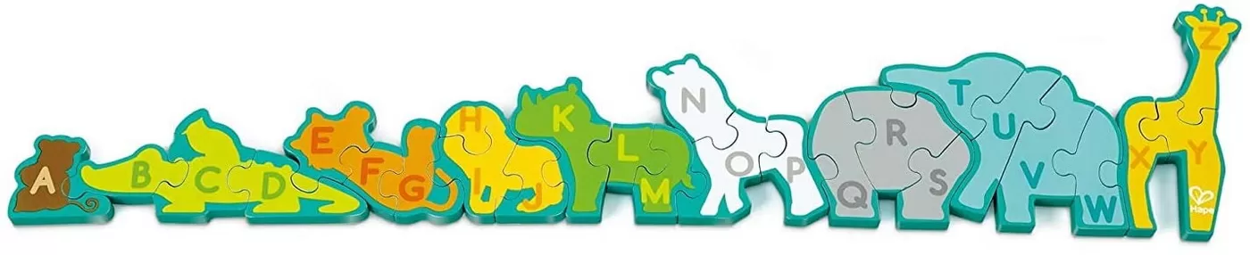 Animale salbatice, Puzzle din lemn cu 26 piese mari si litere, varsta de la 3 ani la 10 ani [5]