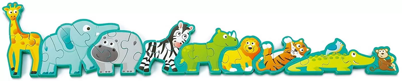 Animale salbatice, Puzzle din lemn cu 26 piese mari si litere, varsta de la 3 ani la 10 ani [4]