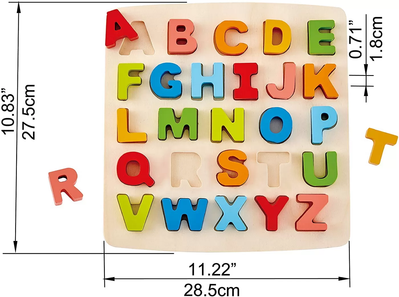 Litere Alfabet de Tipar, Joc Puzzle din lemn, varsta de la 3 ani la 10 ani [4]