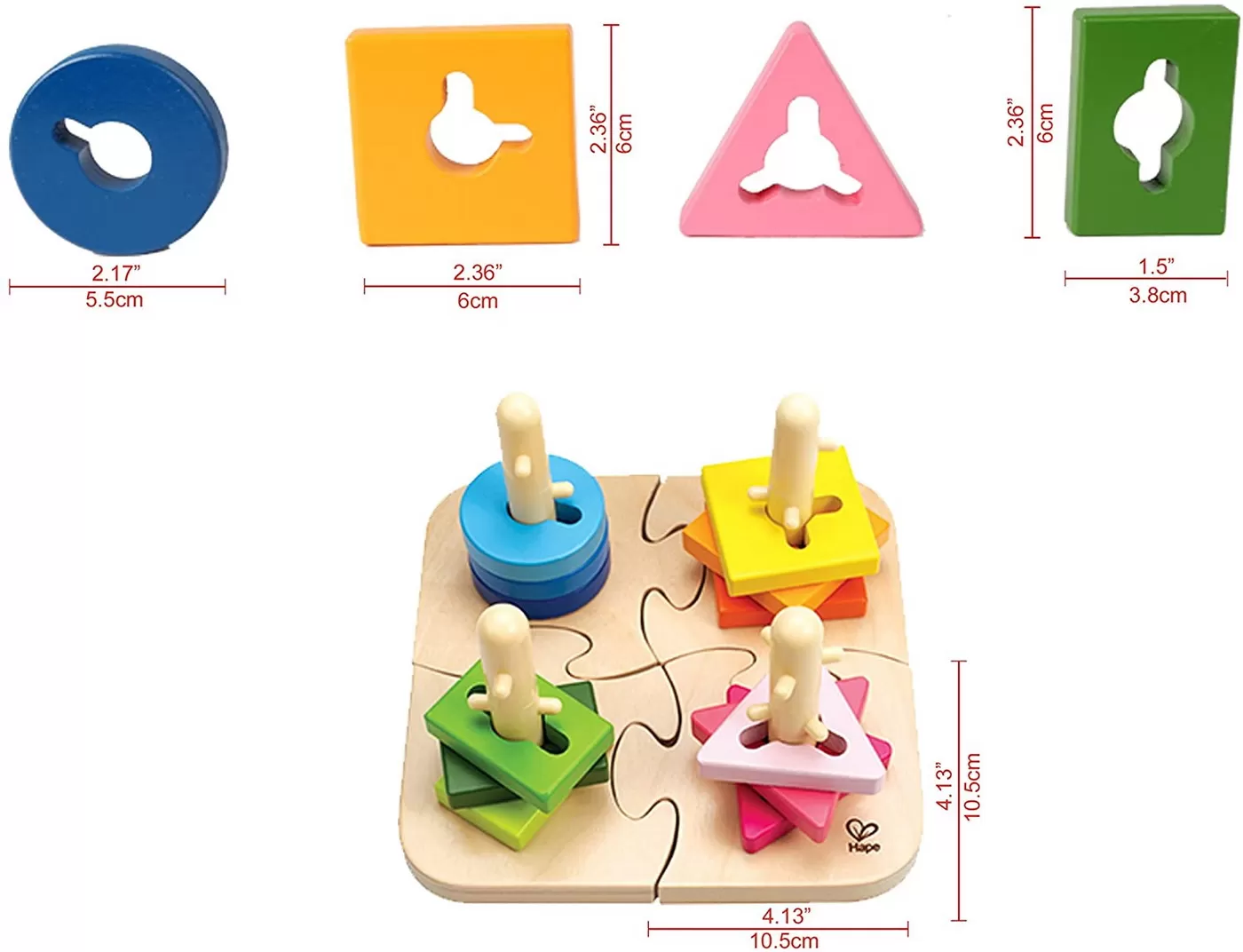 Joc sortator si puzzle, din lemn, de indemanare si asociere, varsta de la 1 an la 5 ani [6]