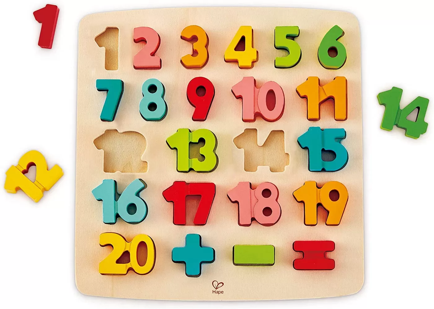 Joc puzzle incastru din lemn cu numere de la 0 - 20, matematica, varsta de la 3 ani la 10 ani [2]