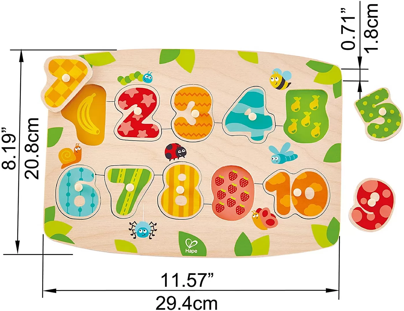 Cifre, Joc Puzzle incastru din lemn, Hape, varsta de la 3 ani la 10 ani [3]