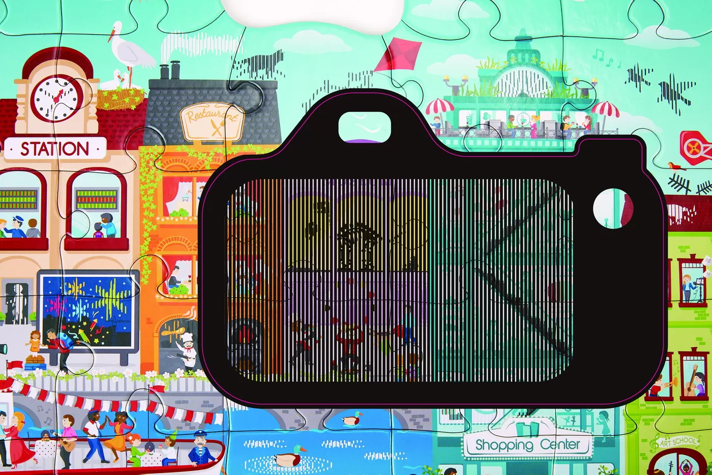 Orasul Animat, Puzzle cu 49 de Piese și Vizualizator Interactiv, varsta de la 4 ani la 10 ani [2]