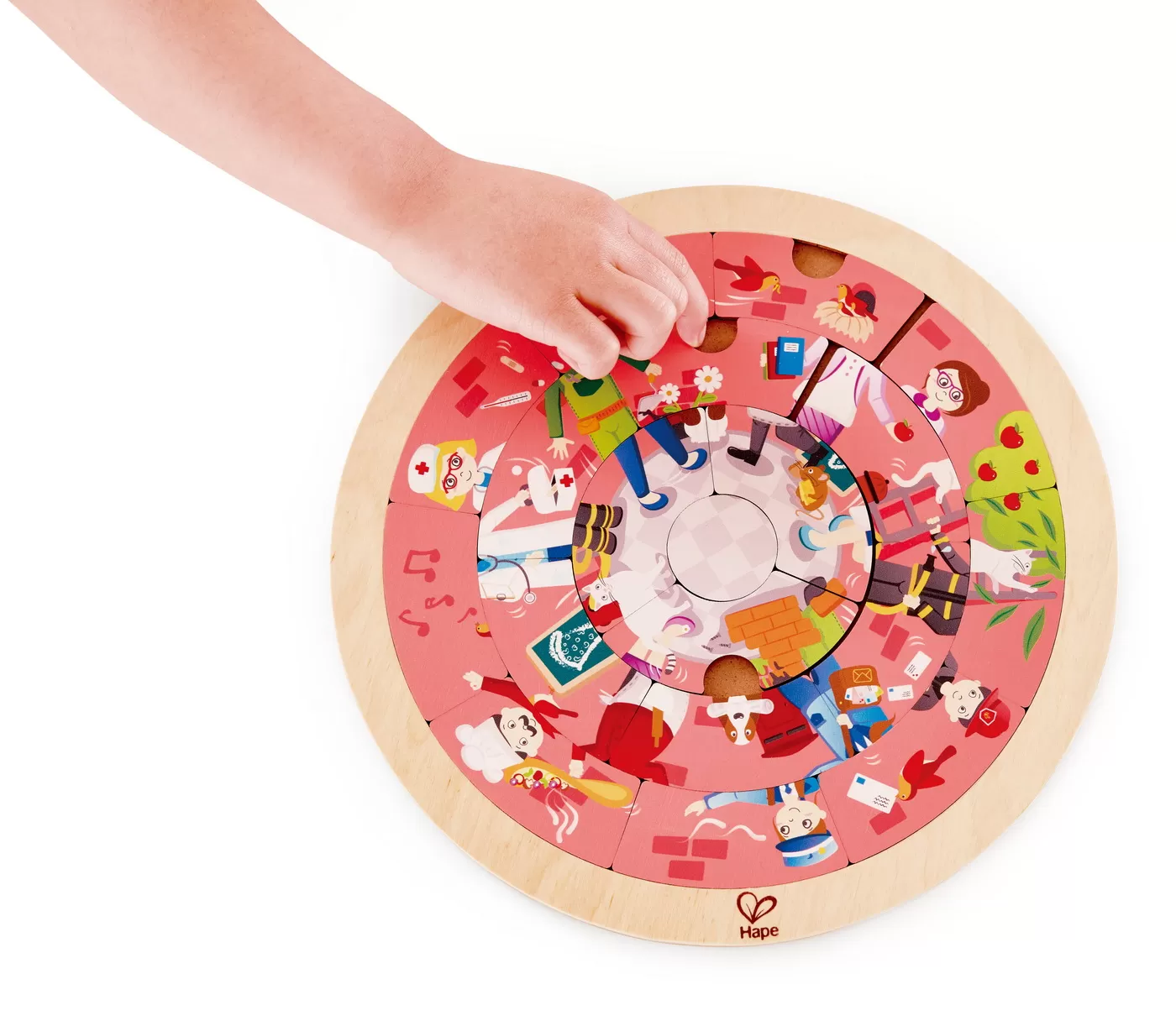 Puzzle rotund cu 2 fete, Invata meseriile, 20 piese din lemn, varsta de la 4 ani la 10 ani [3]