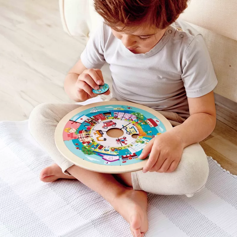 Puzzle rotund cu 2 fete, Invata meseriile, 20 piese din lemn, varsta de la 4 ani la 10 ani [7]