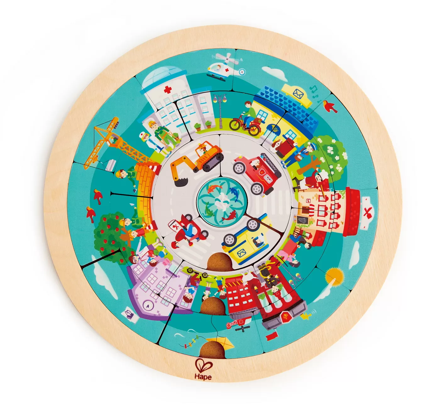 Puzzle rotund cu 2 fete, Invata meseriile, 20 piese din lemn, varsta de la 4 ani la 10 ani [5]