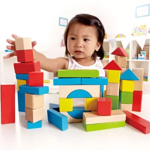 Set 50 cuburi din lemn de construit, Hape, varsta de la 1 an la 5 ani [3]
