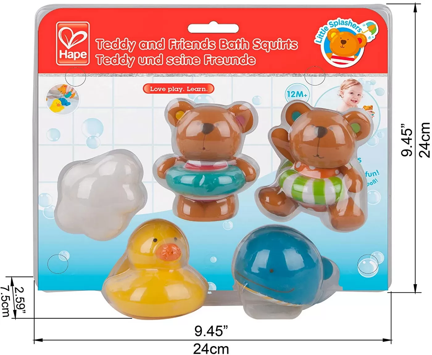 Set teddy si prietenii, jucarie de baie, Hape, varsta de la 0 luni la 2 ani [7]