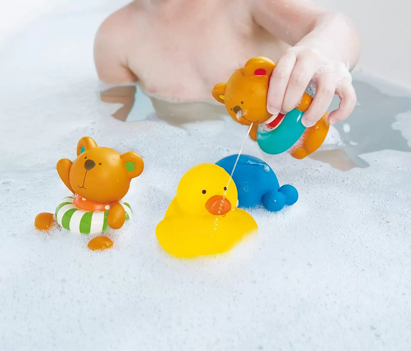 Set teddy si prietenii, jucarie de baie, Hape, varsta de la 0 luni la 2 ani [3]
